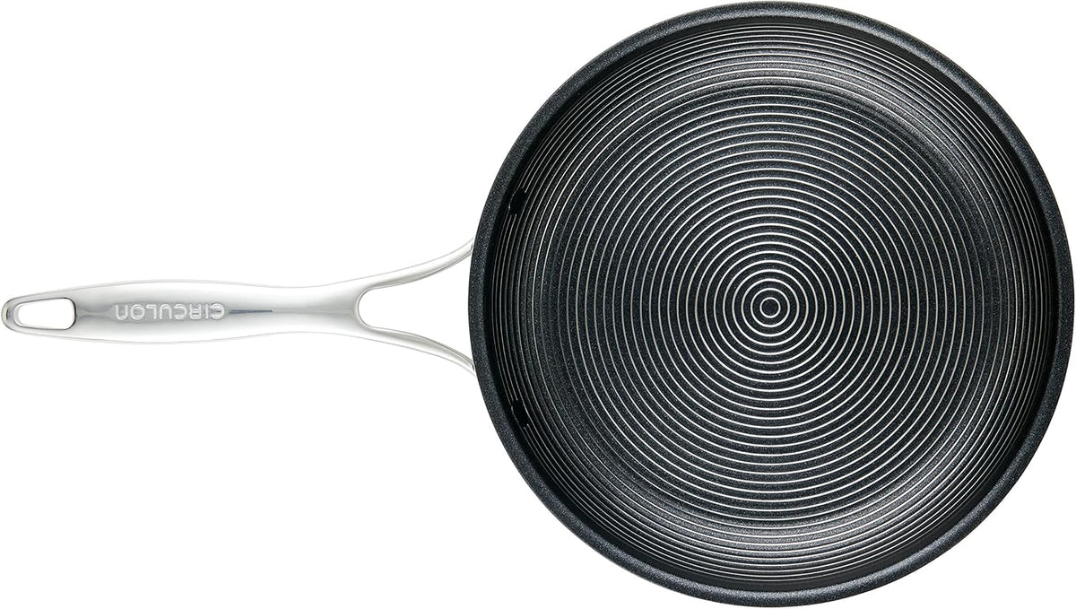 Circulon Clad Stainless Steel Frying Pans/Skillet Set with Hybrid SteelShield and Nonstick Technology, 10 Inch and 8.5 Inch, Silver