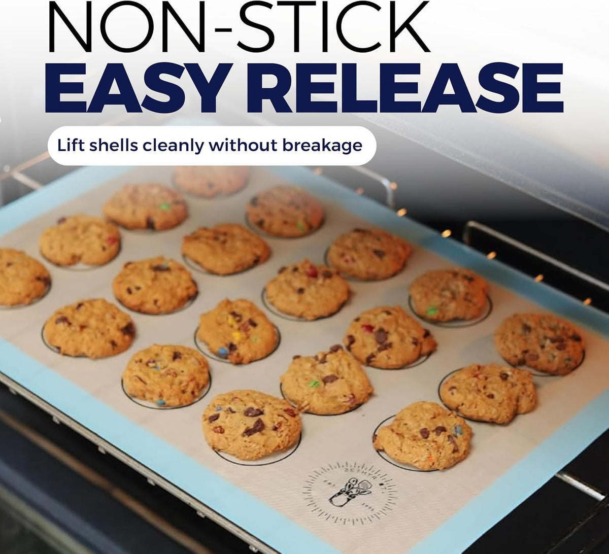 Silicone Baking Mats, Cookie Baking Mats, 3/4 Sheet Reusable Pack of 3