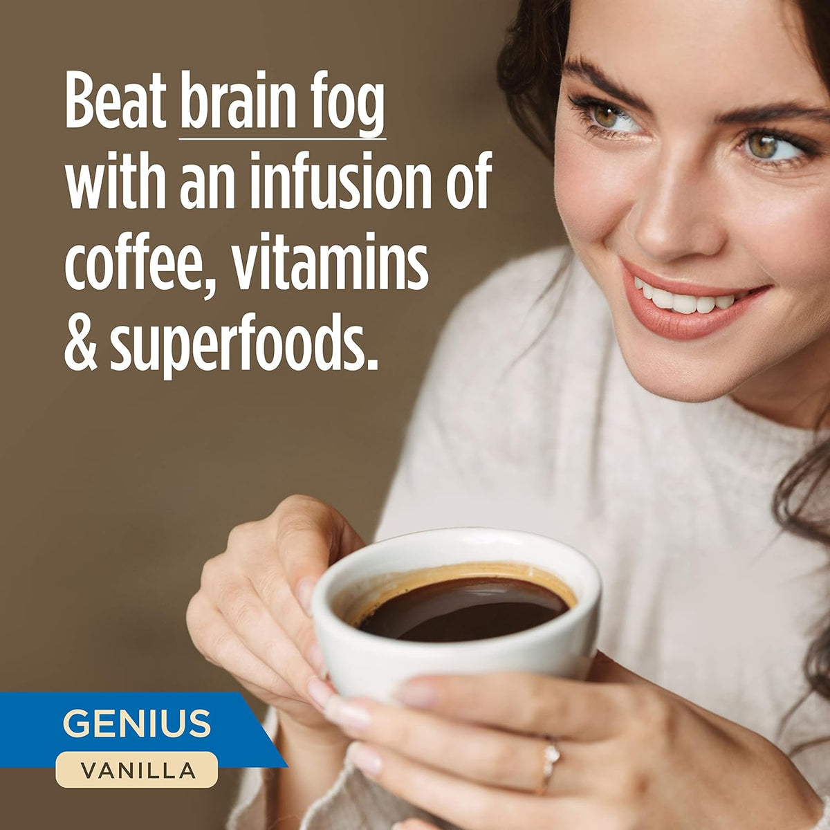VitaCup Genius Vanilla Keto Coffee Pods with MCT Oil, 32ct | B Vitamins, D3, Turmeric
