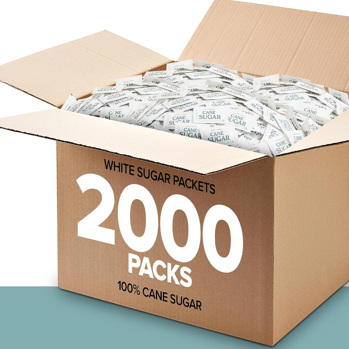 Bulk White Sugar Packets 2000 Count Individual Portion Packs for Hot Drinks Great for Restaurants Offices Schools and Home Use