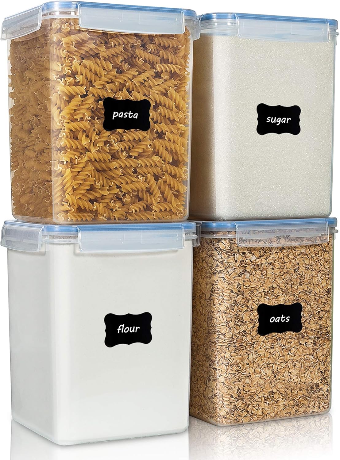 Vtopmart Large Food Storage Containers 5.2L / 175oz, 4 Pieces BPA Free Plastic Airtight Canisters fo