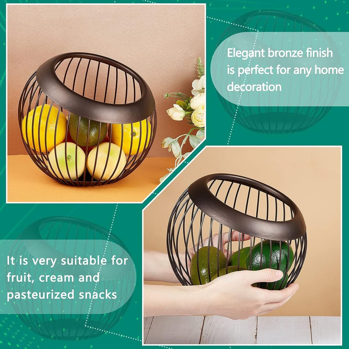 2 Pieces Coffee Pods Holder Large Capacity Coffee Pod Baskets Stainless Steel Cup Organizer Sturdy for Espresso Capsule Pot Storage Metal Wire Fruit Bowl Snack Storage(Dark Brown)