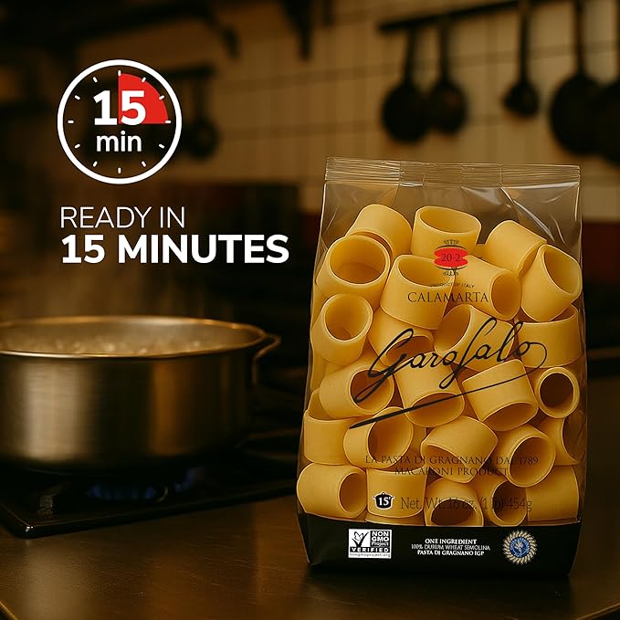 Garofalo - Premium Durum Wheat Semolina Calamarata Pasta, Italian Made, Bronze-Drawn, Al-Dente, One-Ingredient Pasta (4 pack)