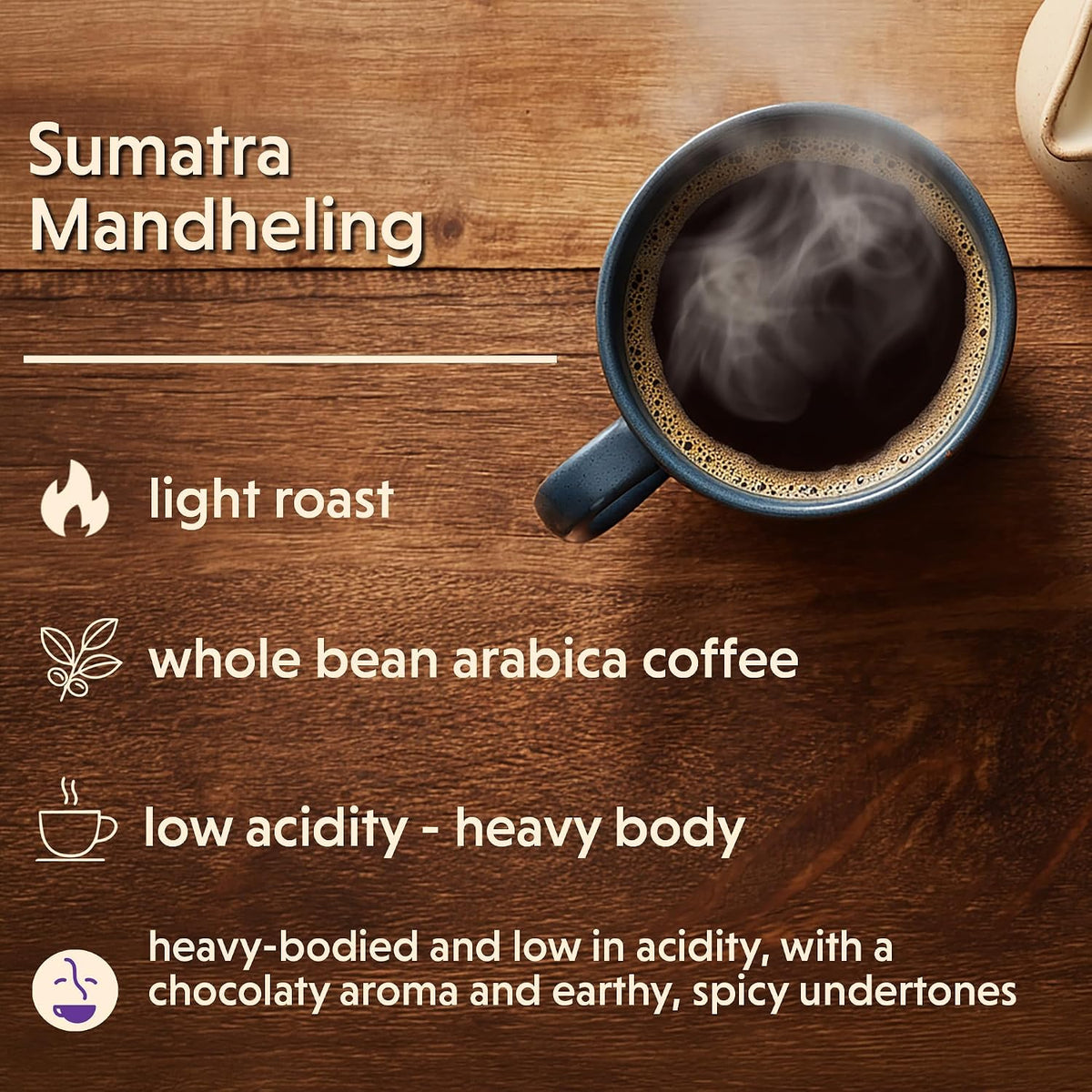Coffee Bean Direct Sumatra Mandheling, Whole Bean, 2.5lb Bag | Light Roast, Single Origin Arabica Coffee Beans