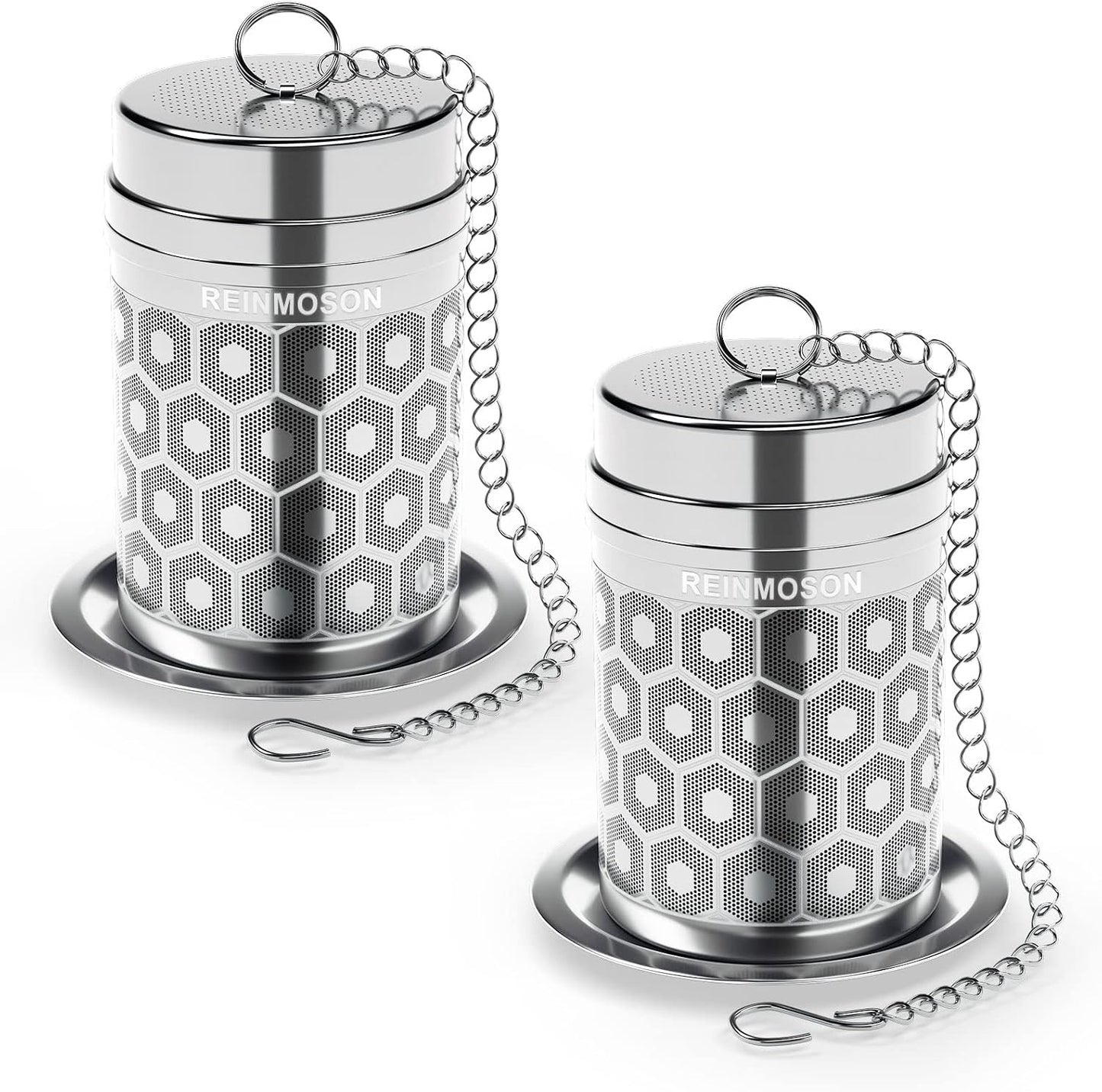 2 Pack Reinmoson 304 Stainless Steel Tea Strainers for Loose Tea 1.5”x2.2”