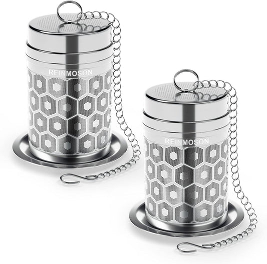 2 Pack Reinmoson 304 Stainless Steel Tea Strainers for Loose Tea 1.5”x2.2”