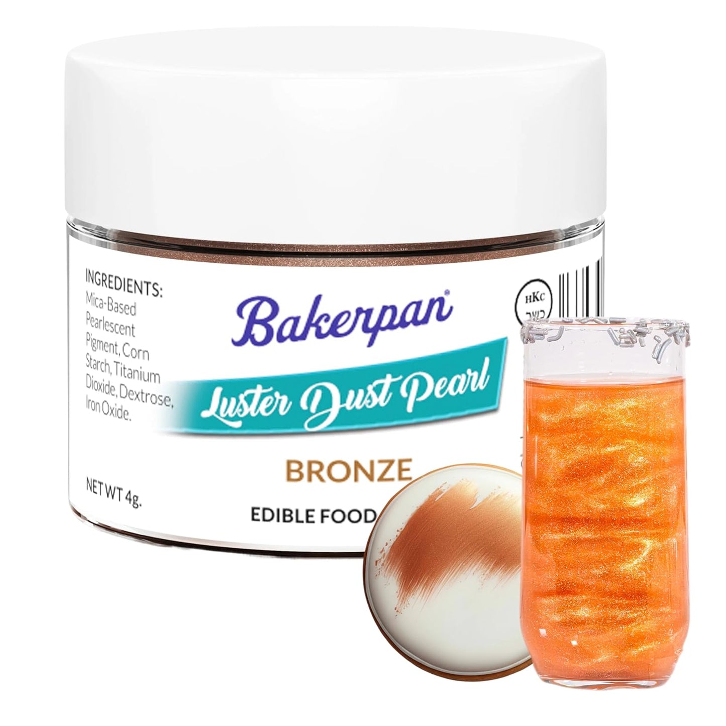 Bakerpan Pearl Luster Dust Edible, Bronze Edible Glitter for Cocktails, 4 Grams Edible Glitter for C
