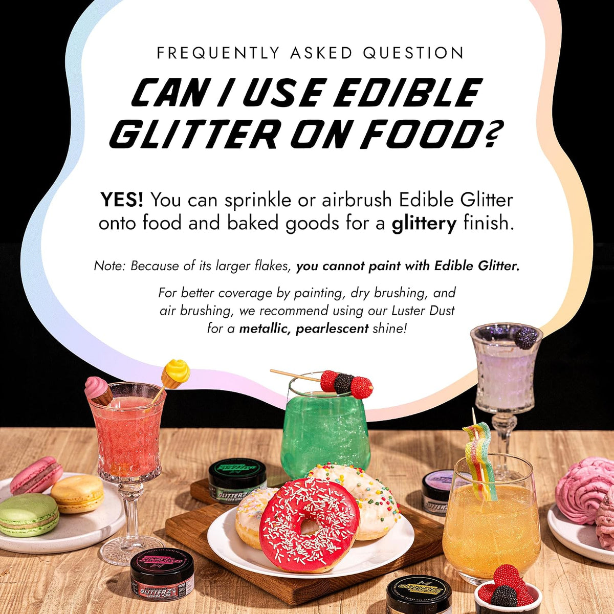 MONÉGASQUE Rainbow Edible Glitter for Drinks &amp; Cakes, Cocktail Glitter, 10g