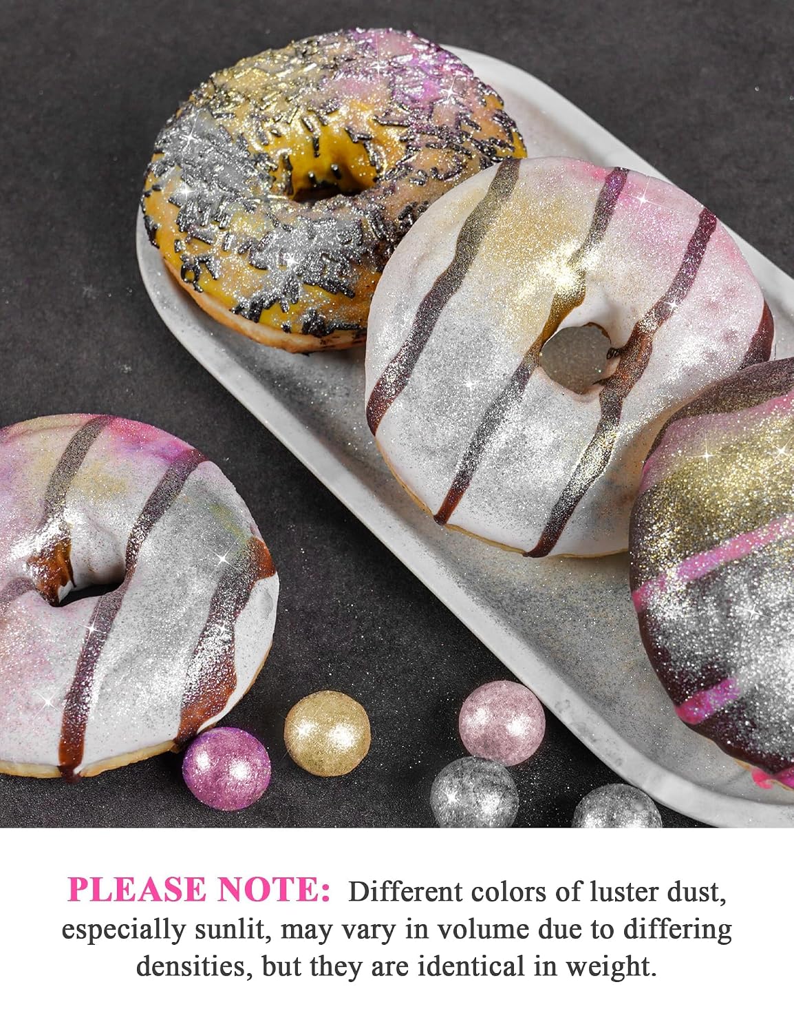 NiHome 4 Bottles Edible Luster Dust Glitter Powder Fancy Metallic Sprinkles | 4 Colors Decorating Sprinkle Glimmery Dust for Drinks Cocktails Wine Beverage Cakes, Allergen-Free Food Coloring (20g)