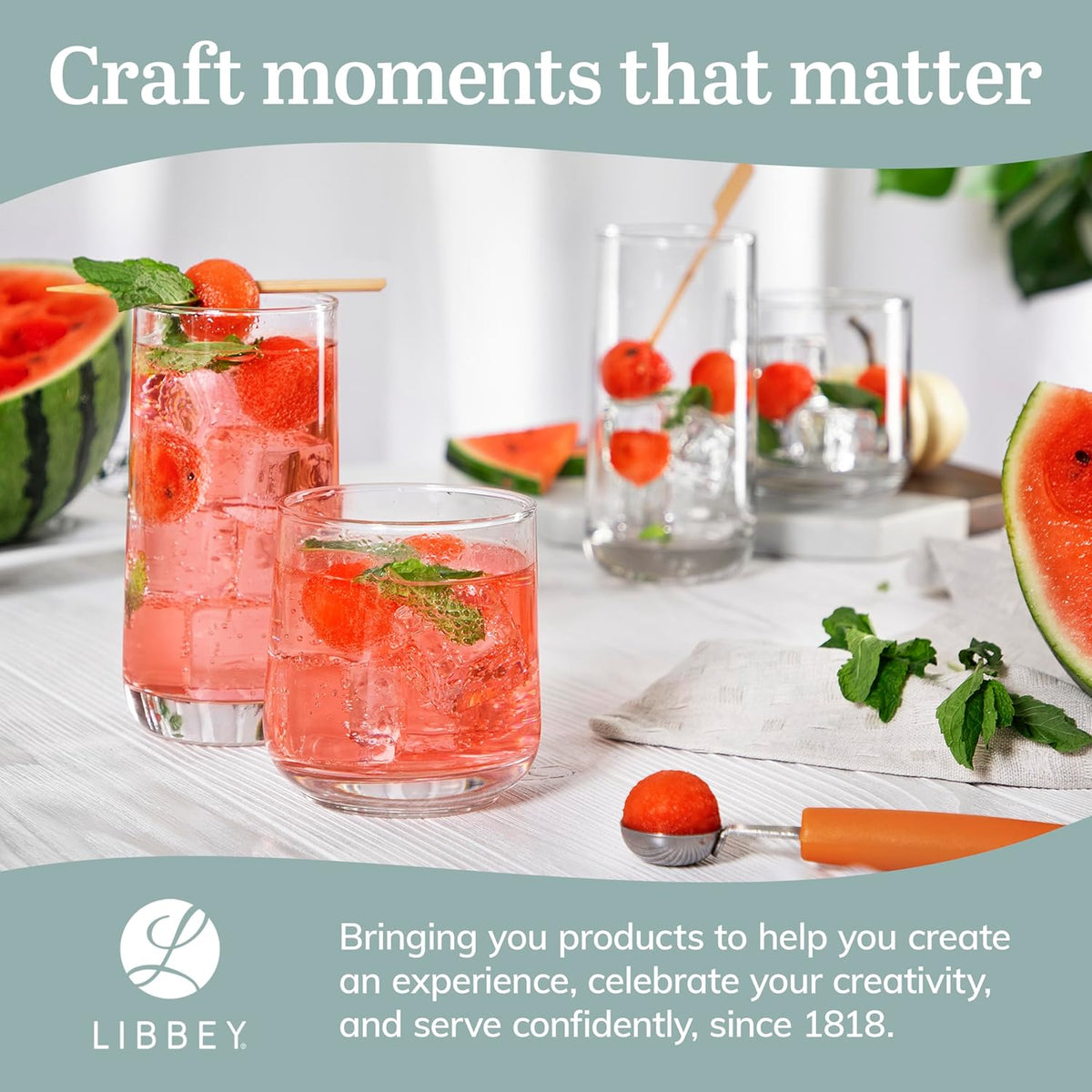 Libbey Ascent Tumbler &amp; Rocks Drinking Glasses Set of 16, Clear Glass Cups | 16.25 oz &amp; 12.25 oz Capacities Glasses for Water, Juice, Cocktails, and More with Curved Design and Dishwasher-Safe Care