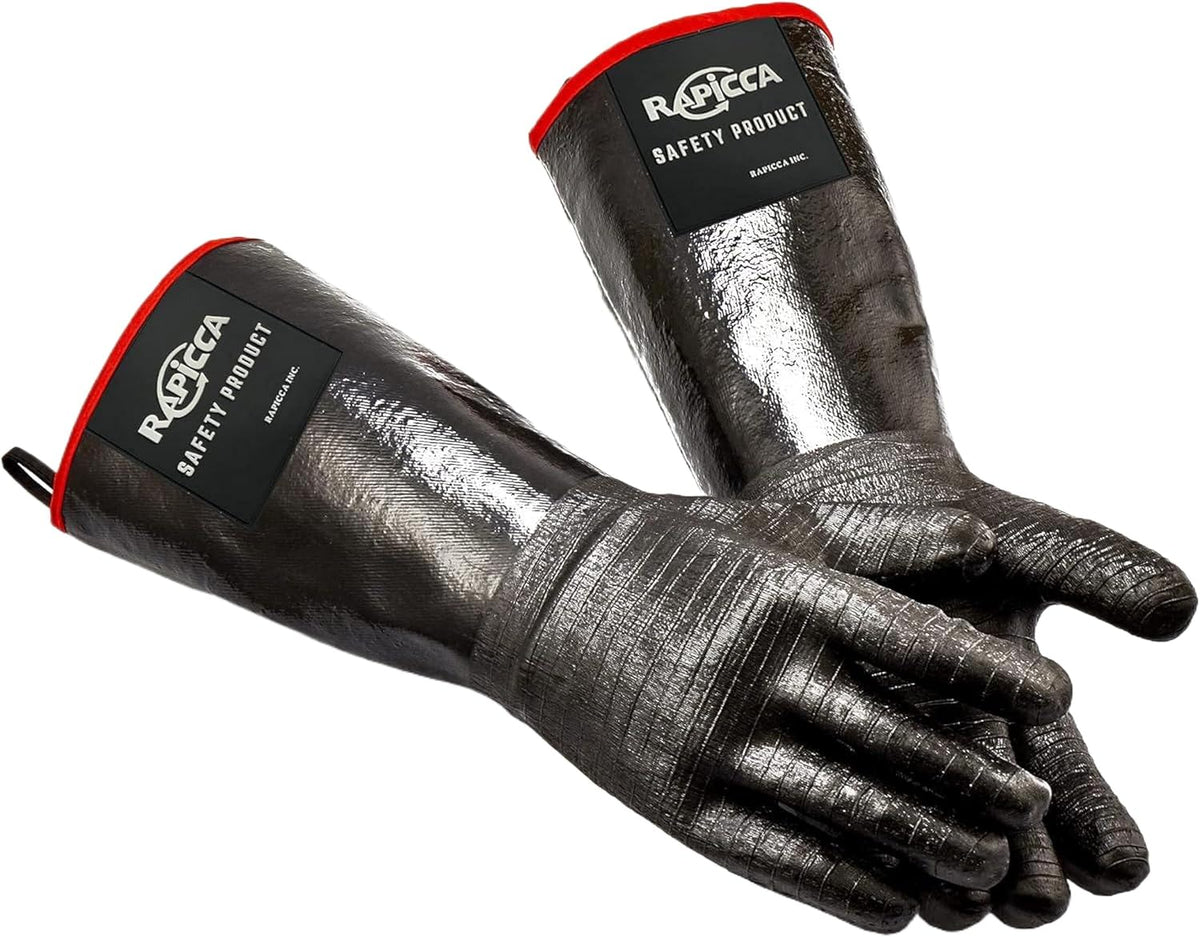 RAPICCA BBQ Grill Gloves, 700°F Heat Resistant Neoprene, 14 in XL | Oil Resistant &amp; Waterproof, For Pitmaster,For Smoking, Grilling, Cooking, Deep Frying Turkey, Handling Hot Greasy Meat