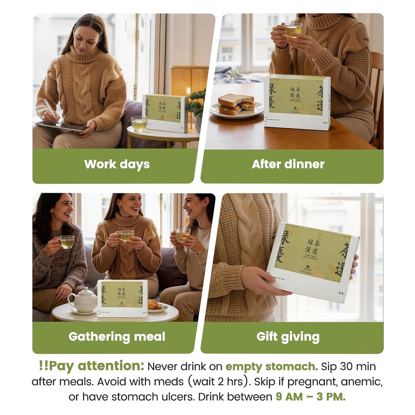 iTeaworld 4 Styles Chinese Green Tea Sampler, Beginner Tasting Kit (2.01oz) | Up to 160 Cups|Longjing,Biluochun,Lu'an Guapian,Huangshan Maofeng|Low Bitterness|Easy Mug Brewing