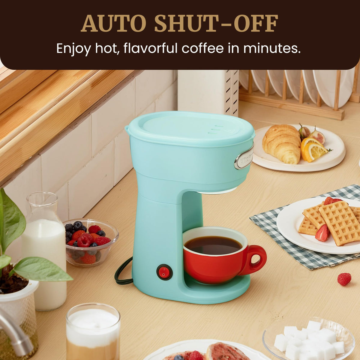 Elite Gourmet EHC242M Personal Single-Serve Compact Coffee Maker, Mint
