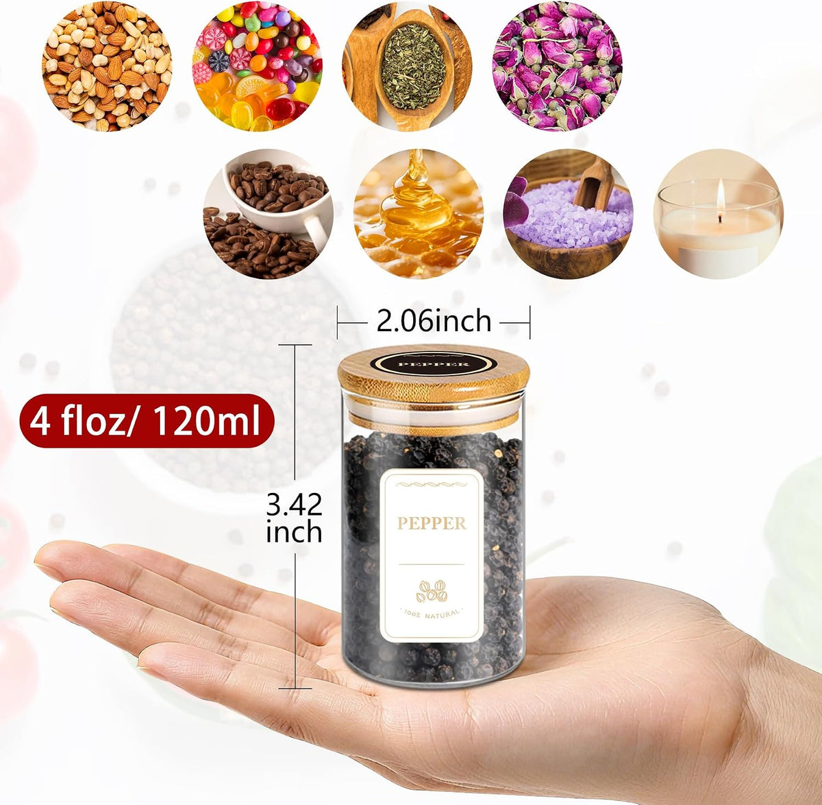 BGraceyy Spice Jars with Labels, 35 Pcs 4 oz Glass Spice Jars with Bamboo Lids, Minimalist Stackable Airtight Spice Containers with 426 labels for Home Kitchen, Pantry, Spice Cabinet, Drawer, Rack
