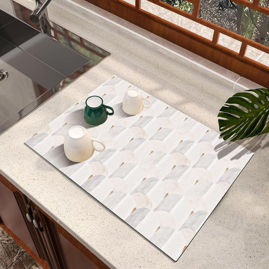 Dish Drying Mat Diatomaceous Earth Soft Coffee Mat Absorbent Silicone Kitchen Counter Mat for Home Kitchen Bathroom Coffee