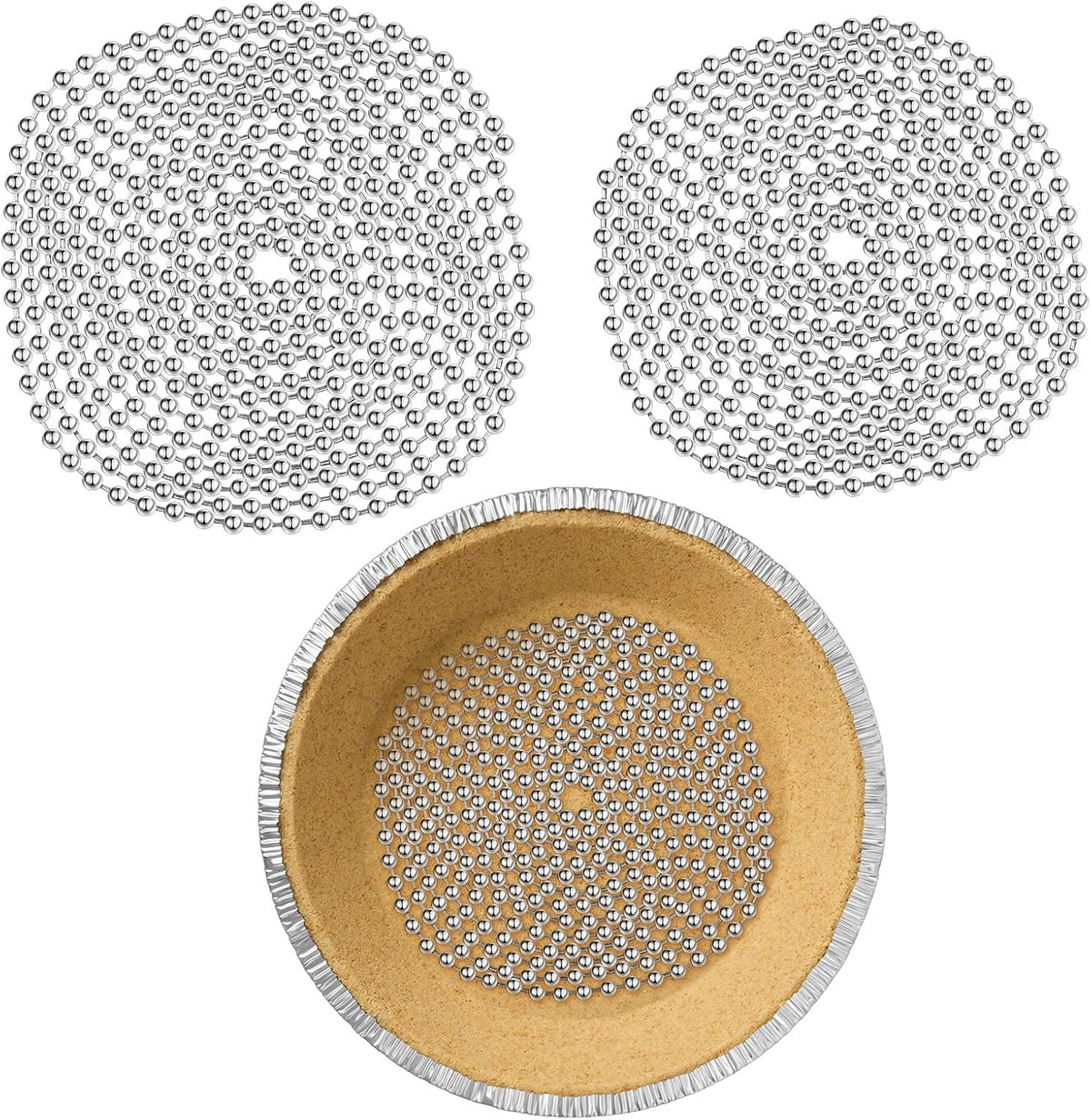 Ferraycle 2 Pcs Pie Weights Baking Beads Stainless Steel Chain,6 Ft, 10 Ft | Blind Baking Pie Weights Bead Chain, Stainless Steel Links, Pastry Crust Edge Protectors, Reusable Oven-safe Kitchen