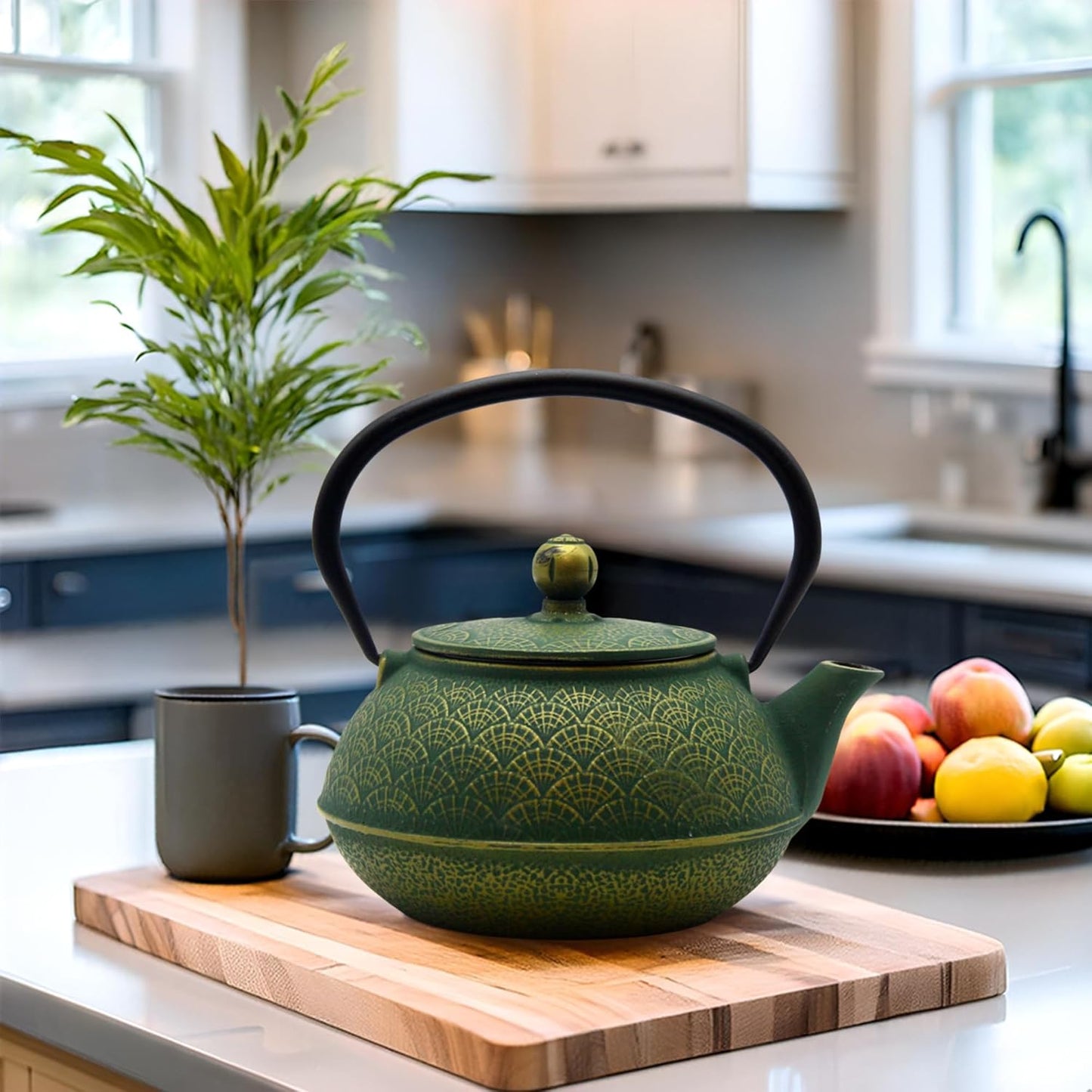 30.4oz Small Cast Iron Tea Kettle Teapot for Stovetop,Green Tea Pot | Coated with Enameled Interior, Kettle with Strainer for Loose Leaf, Chinese Cute Teapot