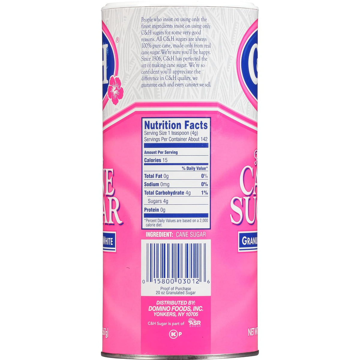C&amp;H® Premium Pure Cane Granulated Sugar, 20 oz Canister, 3 Pack | Granular Crystals, Easy Pour Spout, Resealable Storage, Ideal for Baking Cooking Beverages, Controlled Dispensing, Pantry Use