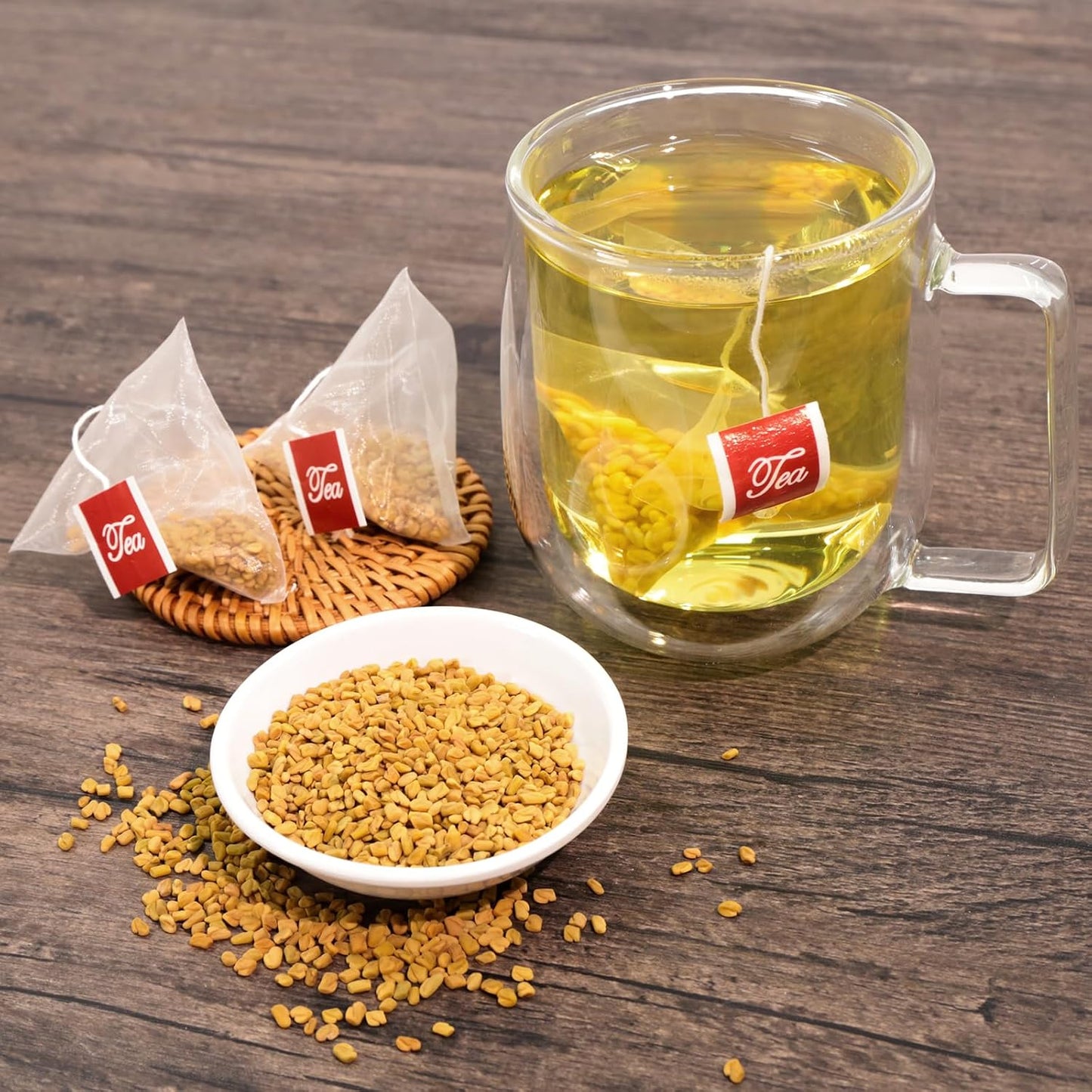 FullChea Fenugreek Seed Tea Bags, 40 Counts, Fenogreco en Semillas | Non-GMO, Caffeine-Free, Methi Seeds, Supports Digestion, No Additives, Resealable Pouch