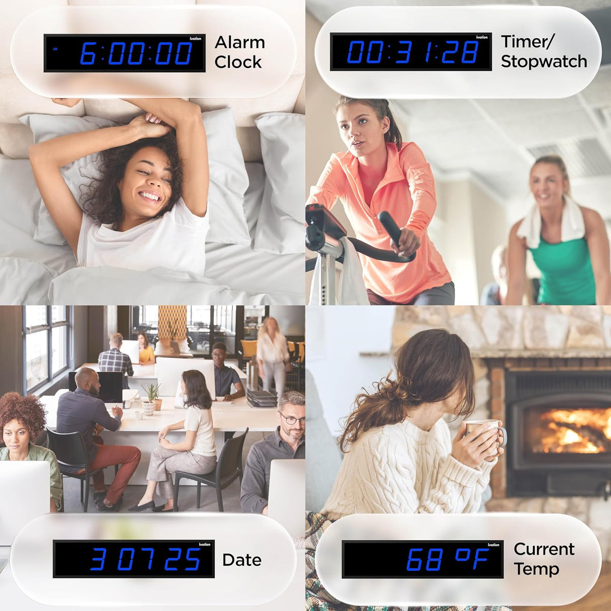 Ivation Oversized Digital Wall Clock with Large LED Display &amp; Timer, 36"