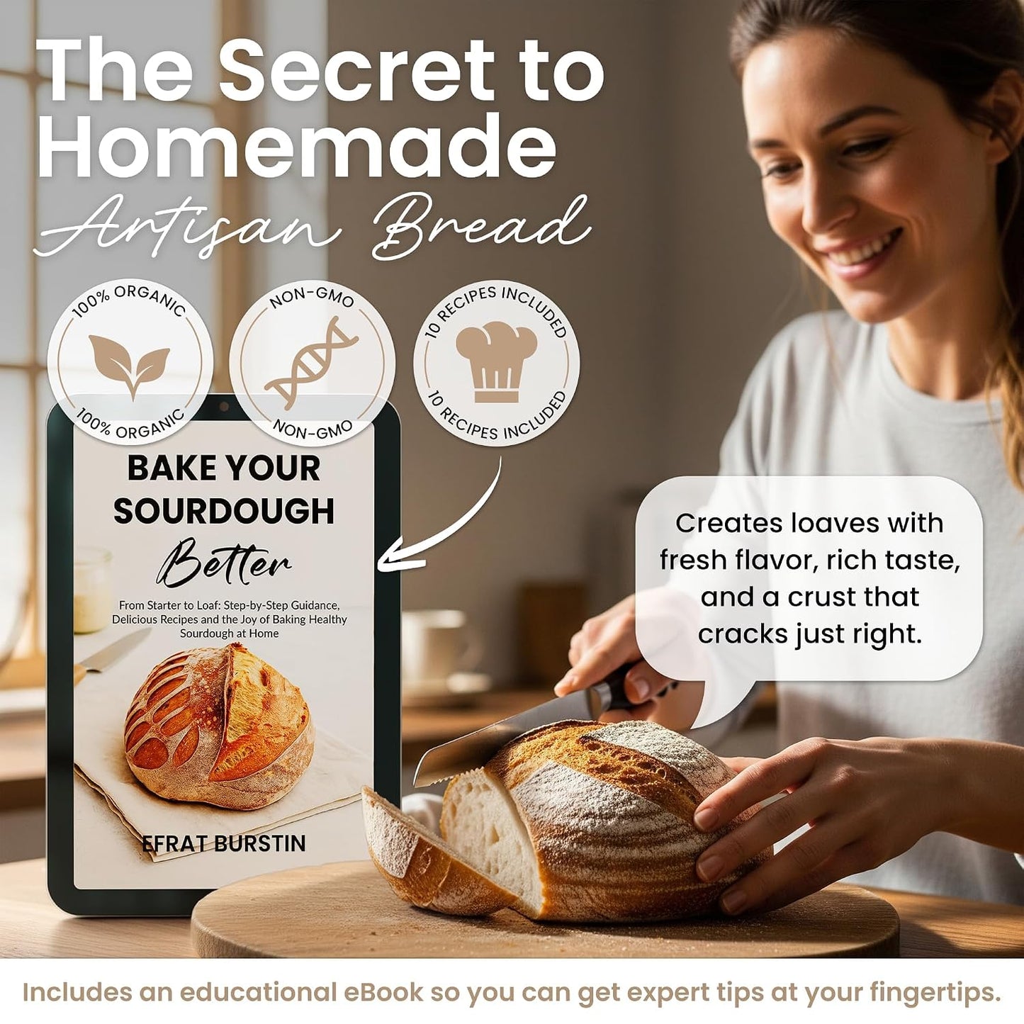 ERNEY Dehydrated Sourdough Starter 21.6 g Per Sachet for Bread Making - Perfect Rise Organic Sourdough Bread Flour with Instruction - Versatile Homemade Pastry Flour Perfect for Artisan Loaf Pizza Muffins