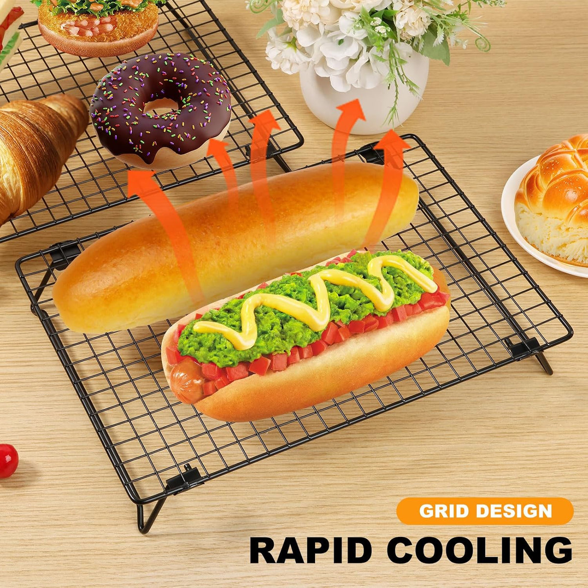 2-Pack Stackable Cooling Racks for Cooking and Baking, 13.4" x 9.4"