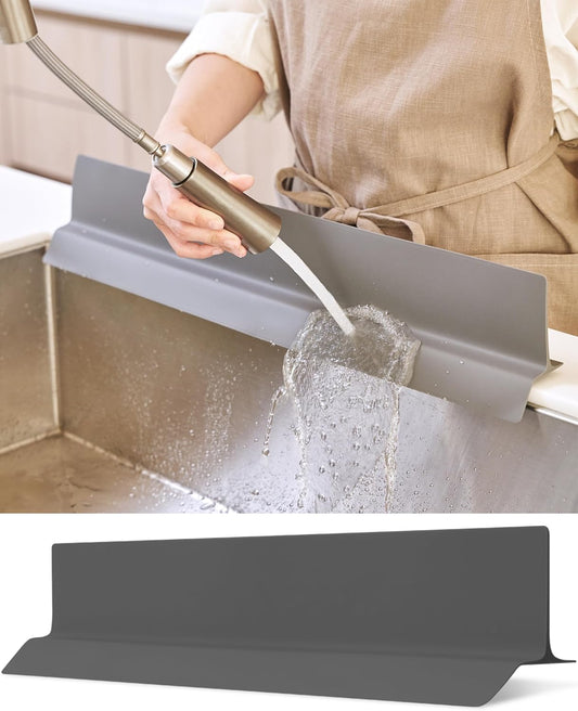 23 inches 100% Premium Silicone Kitchen Sink Splash Guard - Non Slip Strong Suction, Durable, and Easy-to-Clean Splash