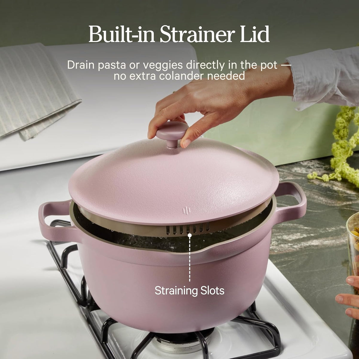 Our Place Perfect Pot - 5.5 Qt. Nonstick Ceramic Sauce Pan with Lid | Versatile Cookware for Stovetop and Oven | Steam, Bake, Braise, Roast | PTFE and PFOA-Free | Toxin-Free, Easy to Clean | Blue Salt