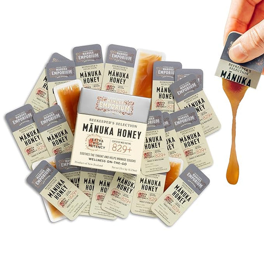 Manuka Emporium Raw Manuka Honey Packets MGO 829+ | 24 x 0.18oz Extra-Potent Snaps | Certified Monofloral New Zealand Honey