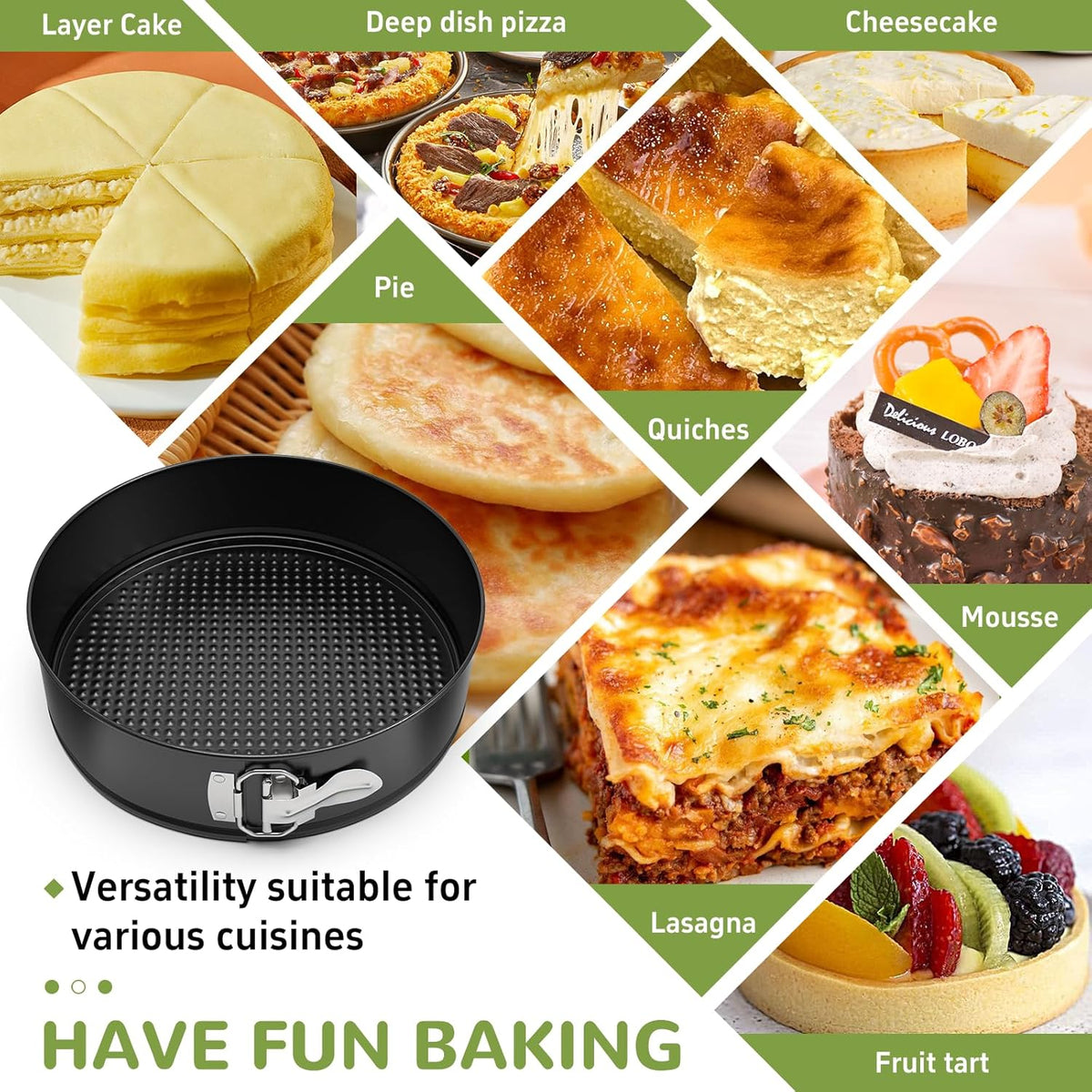 10 Inch Springform Pan with Removable Bottom, Non-stick Round Spring Form Cake Mold Cheesecake Pan For Baking