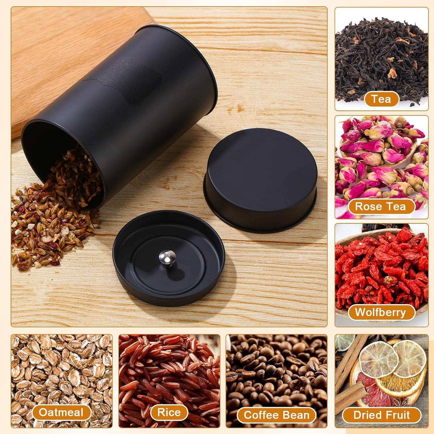 Tanlade 10Pcs Tea Tin Canisters 16oz Metal Storage with Airtight Double Lid
