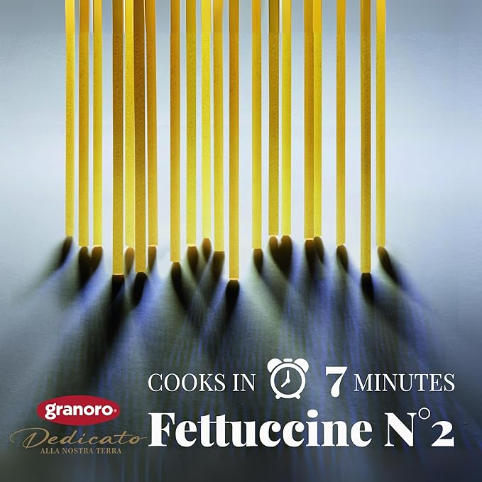 Granoro Dedicato Fettuccine #2- Authentic Italian Pasta, Made from 100% Puglia Durum Wheat Semolina, Non-GMO, Vegan, 1 lb Bags (Pack of 2)