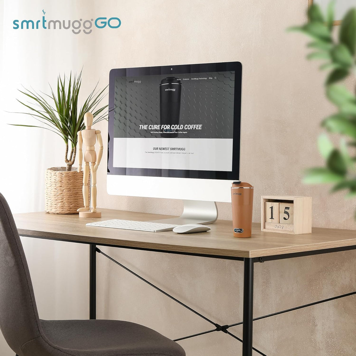 GO Heated Coffee Mug, Travel Mug, 13.5 OZ. Smart Mug, Battery Powered Heated Coffee Mug, Great for Coffee and Tea, Snap on Magnetic Charging Cord, New and Improved (Pumpkin Spice)
