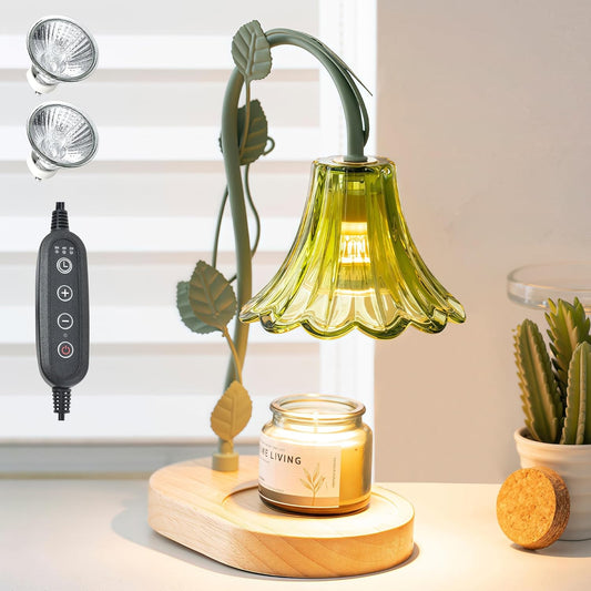 Flower Candle Warmer Lamp with Timer,Dimmable Candle Lamp Warmer,Adjustable Height Candle Warmer for All Jar Candles,Bedroom