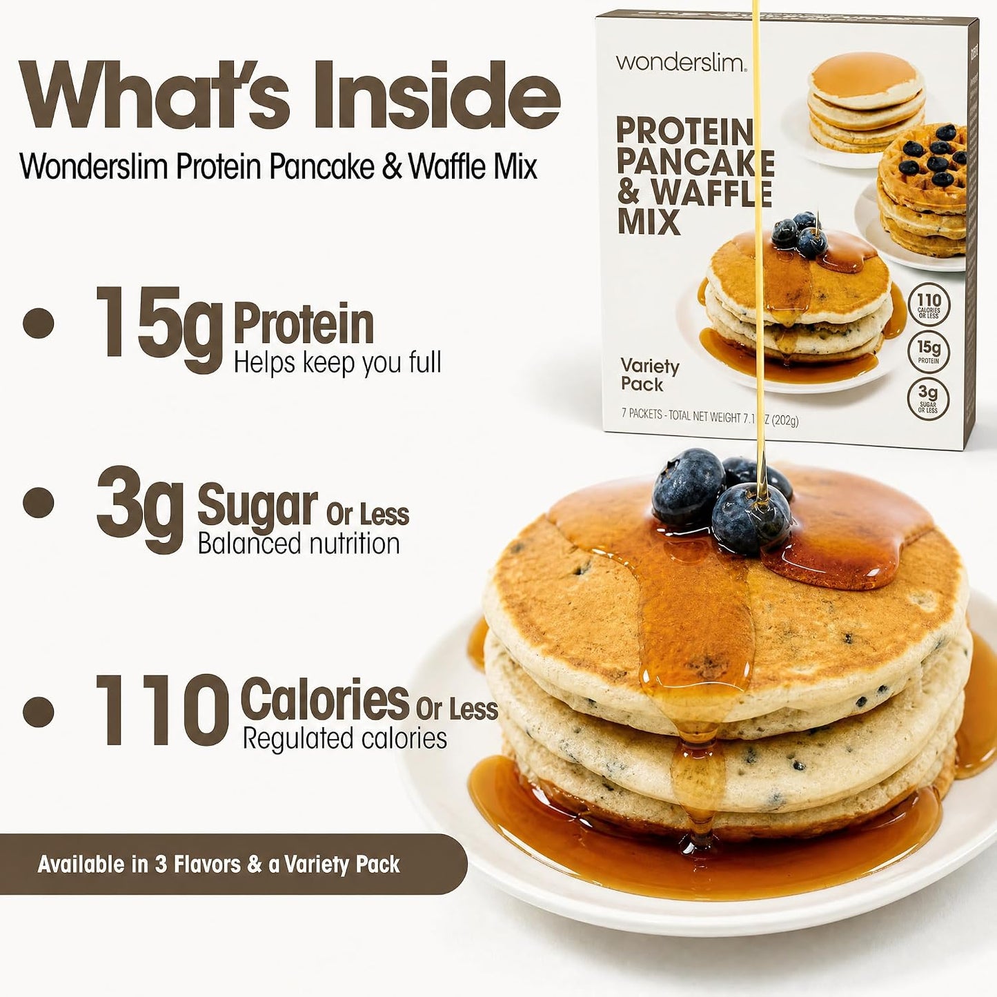 Wonderslim Protein Pancake &amp; Waffle Mix, Low Calorie – 7ct (Variety Pack)
