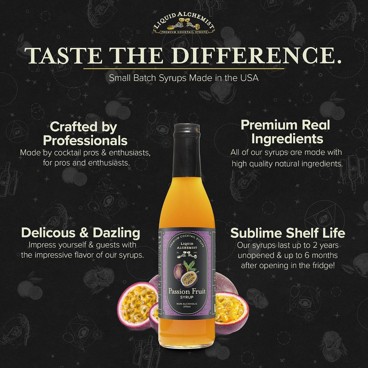 Liquid Alchemist Passion Fruit Syrup for Drinks, Made with Real Ingredients | 12.7oz, 1 Pack