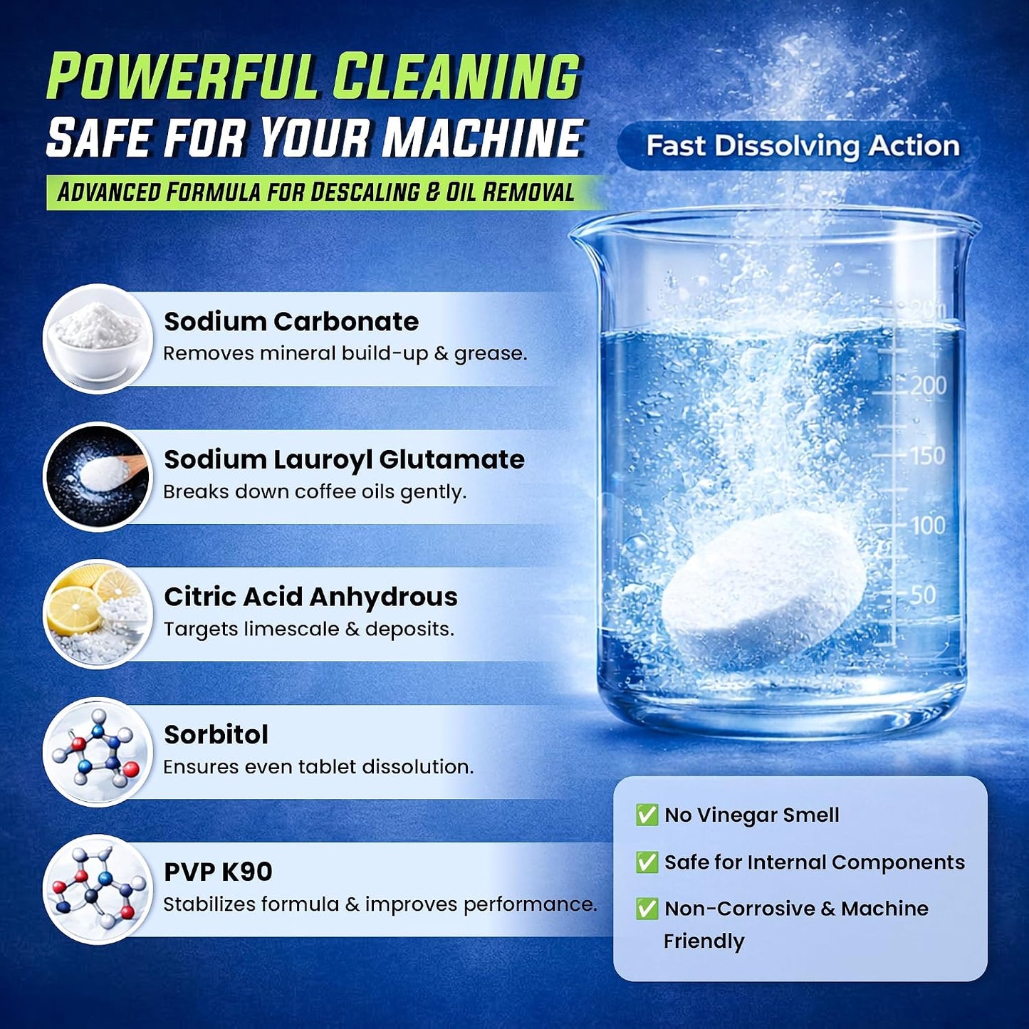 Coffee Maker Cleaner Tablets 25 Count, Coffee Machine Cleaner 1 Yr Supply | Removes Limescale, Mineral &amp; Oil Buildup, Coffee Pot Cleaner and Descaler for Keurig, Nespresso, Ninja, Breville and DeLonghi