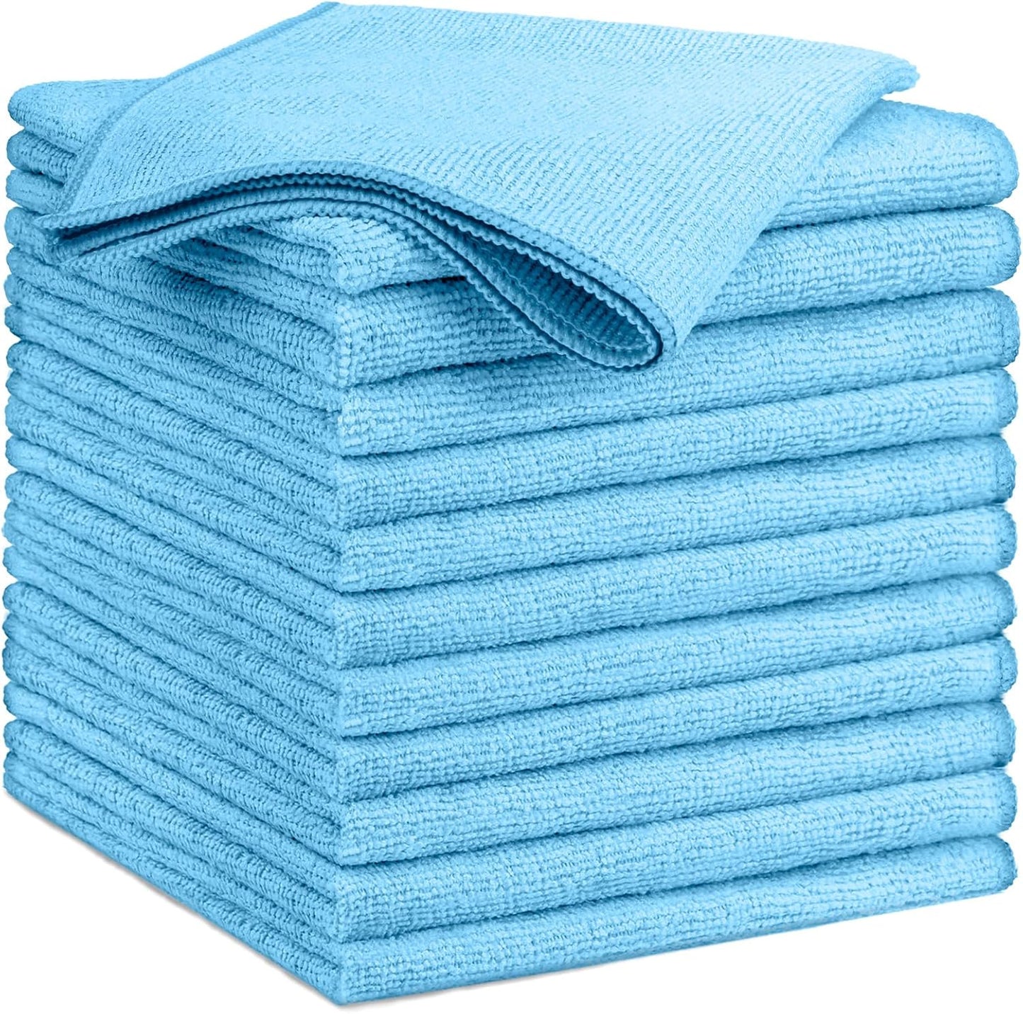 GLIMGLINT Blue Microfiber Cleaning Cloth, 12 Pack Cleaning Towels for Kitchen, Lint Free, Scratch-Fr