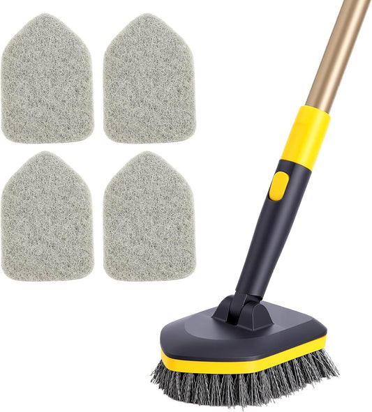 Yocada Tub Tile Scrubber Brush 2 in 1 Cleaning Brush 4*Scouring Pads 58.2"