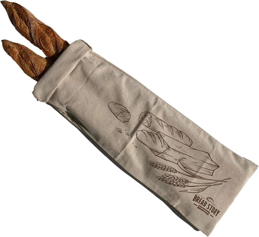Linen Baguette Bag - Single 8 x 27" Ideal for Homemade Baguette Bread, Unbleached, Reusable Food Storage, Housewarming,