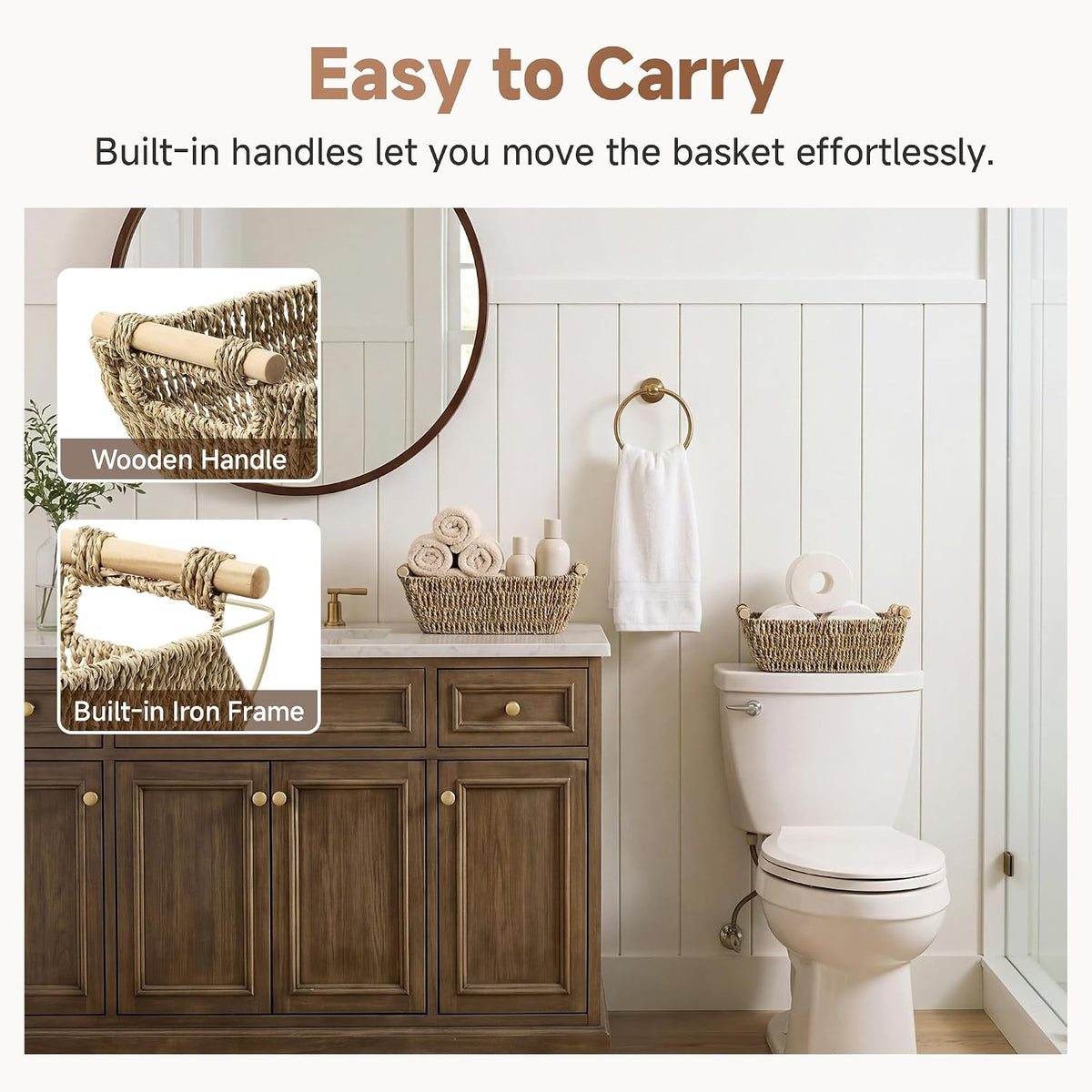 StorageWorks Small Wicker Baskets for Organizing, Seagrass Baskets, 2 Pack