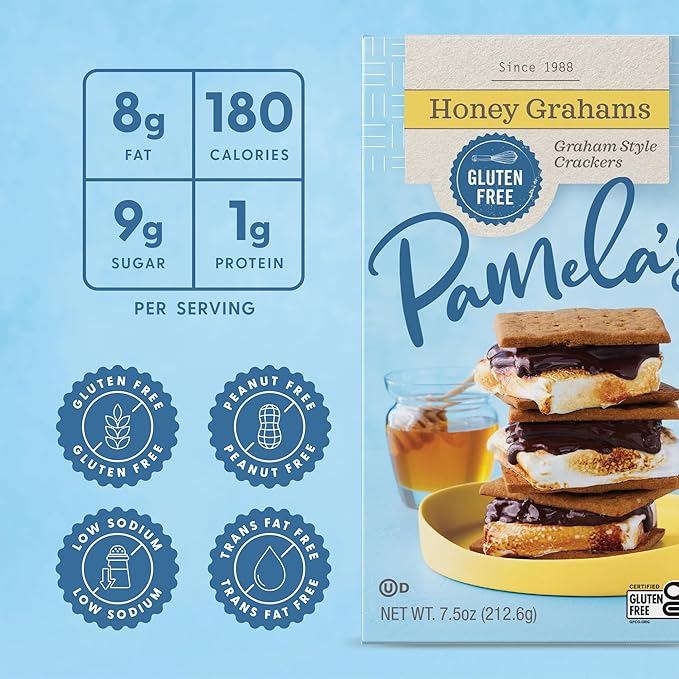 Pamela's Traditional Honey Grahams, Gluten Free, 7.5 Ounces (Pack Of 6)