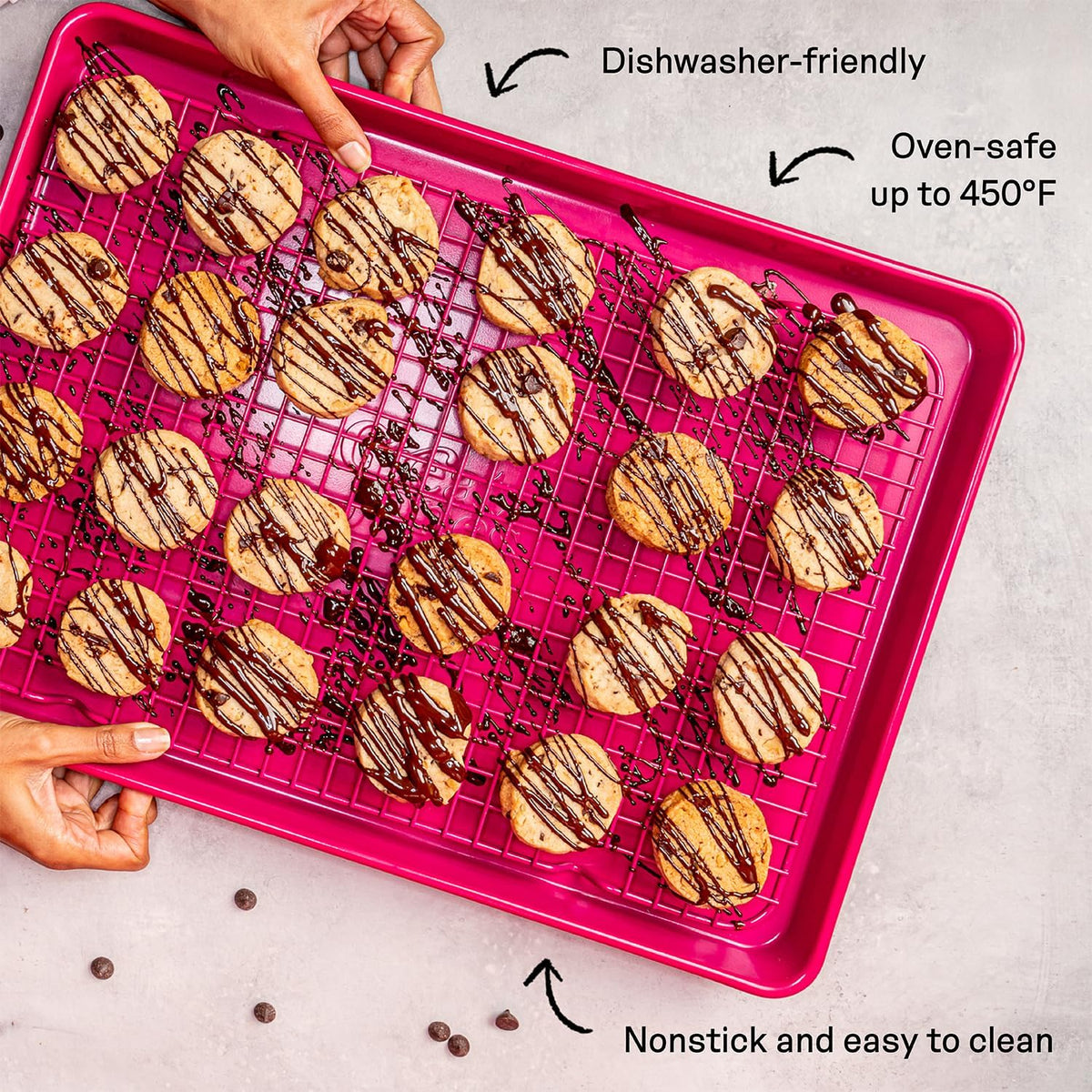 Great Jones Non Stick Wire Cooling Rack (Blueberry) – Fits Half Sheet | 16.9" × 11.4" Non Toxic Baking Rack, Heavy-Weight Aluminized Steel, Oven Safe 450 °F, Bacon &amp; Cookie Cooling Rack