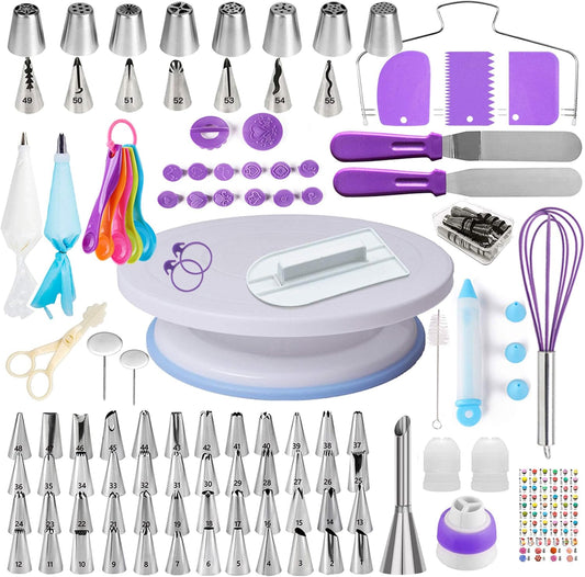 Boyun Cake Decorating Kit, 137pcs Cake Decorating Supplies With Cake Turntable For Decorating, Pastry Piping Bag, Russian