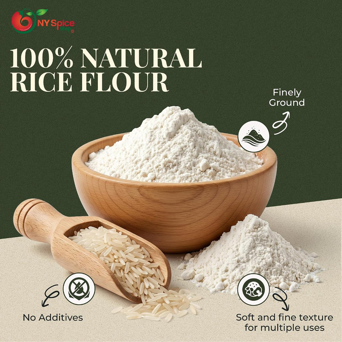 NY Spice Shop Rice Flour - 3 Pound All Natural White Rice Flour for Sourdough Bread - White Rice Grain Flour for Baking