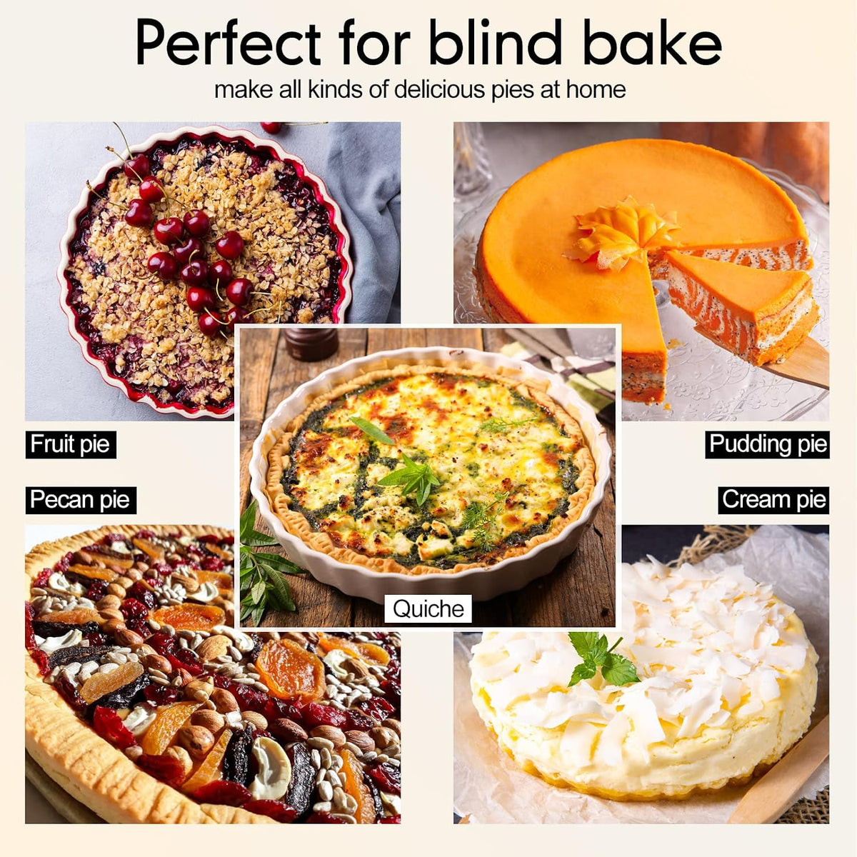 Patelai 2 Pcs 2 lb Pie Weights Ceramic, 50 Pcs Parchment Paper, White
