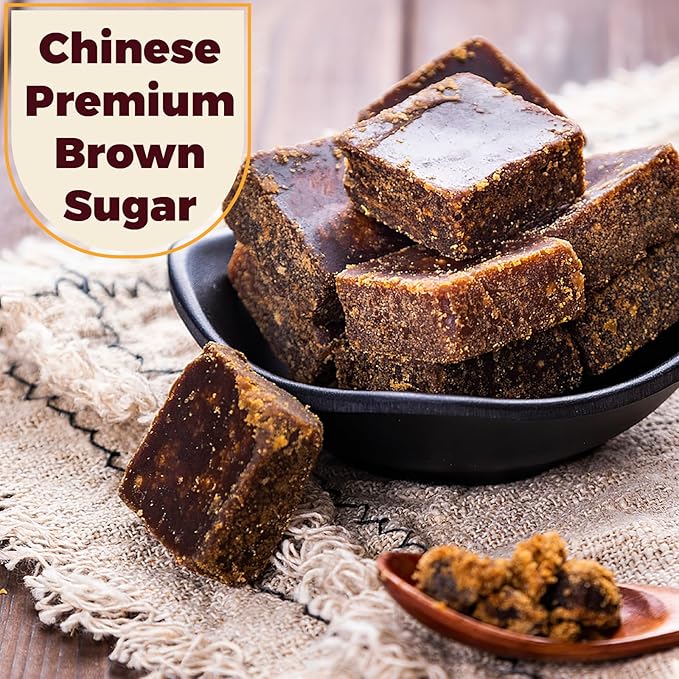 12.35oz Chinese Brown Sugar Cubes - 100% Pure Natural Cane Sugar, Traditional Handcrafted Brown Sugar, Natural Sweetener for Tea, Coffee, Desserts, Cooking & Baking
