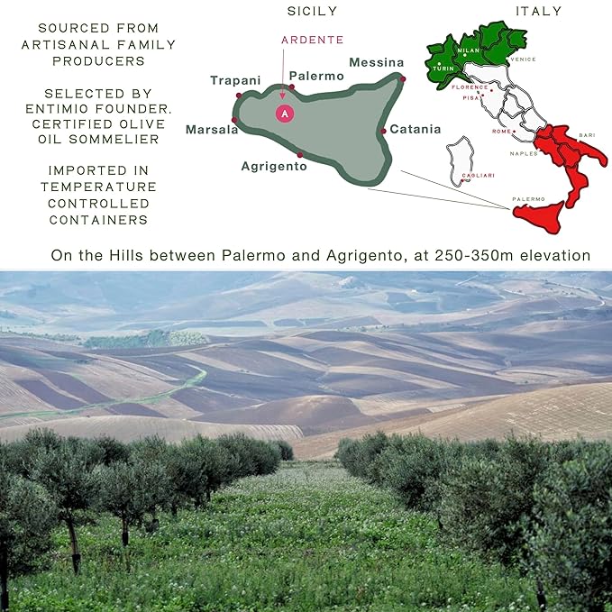 Entimio Ardente Organic Italian Extra Virgin Olive Oil from Italy, 600+ mg/kg High in Polyphenols, 2025 Gold Winner, Sicily Early Harvest evoo, Cold Extracted, Lab Tested - 16.9 fl oz