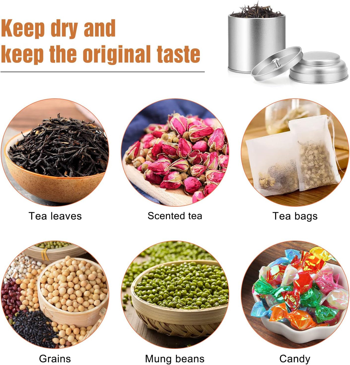 TRISCO Tea Tin with Airtight Double Lids for Loose Leaf Tea Storage, 8 Oz Kitchen Small Tin Can and Tea Canister for Tea Coffee Sugar Candy Spices (12 Pcs)