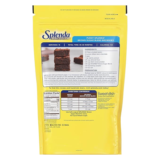 SPLENDA Brown Sugar Blend Low Calorie Sweetener for Baking, 3 Pound Value Size (1360 Grams) Resealable Bag, 48 Ounces